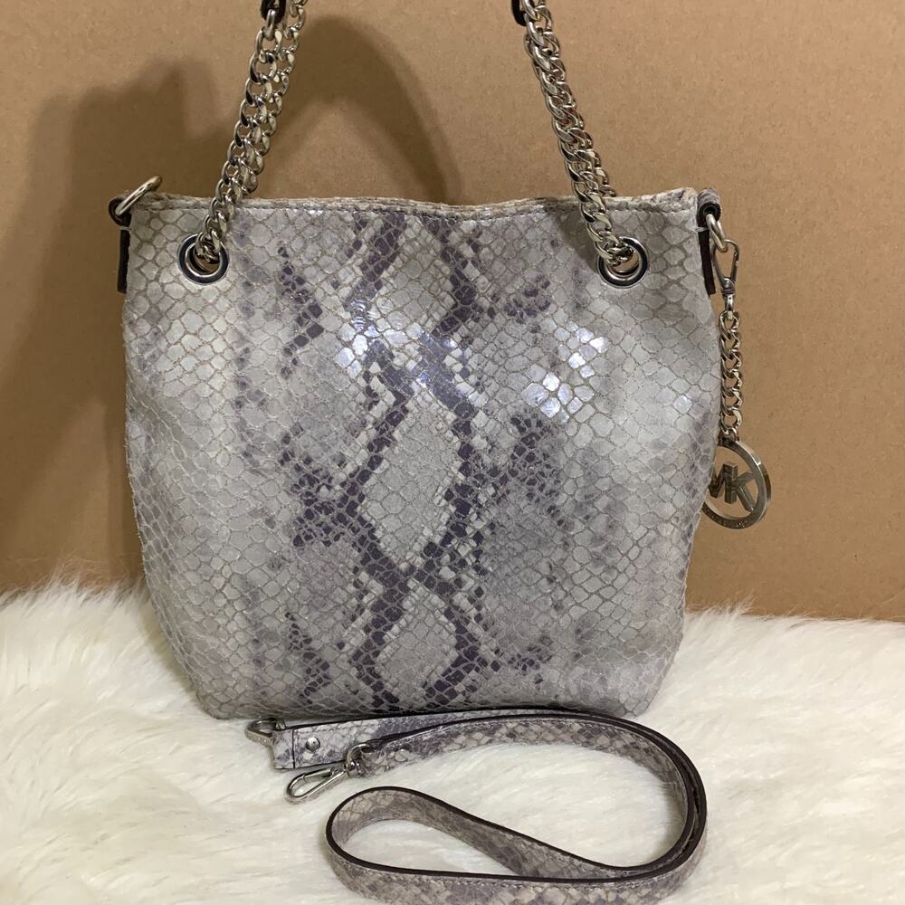 Michael Kors Jet Set Gray Python Leather North So… - image 1